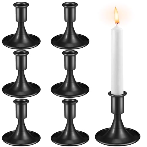 Candlestick Holders,Black Taper Candle Holder,Metal Candles Sticks Holders,Candle Holders for Table Centerpiece Wedding Christmas Table Decor, Set of 6 - color: Black