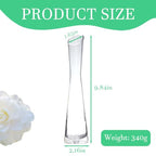 25cm/9.8inch Tall Clear Glass Thin Narrow Necked Bud Vase Slim Single Stem Flower Vase Floral Vase Centerpiece for Wedding Party Home Table Decor - size: 25cm/9.8inch