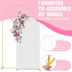 6FT Arch Backdrop Stand and Arch Cover Set, Gold Metal Arch Stand Backdrop with White Arch Stand Cover Ideal for Weddings, Birthday Parties, Baby Showers, Celebration Decorations - size: 6 FT