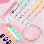28 Pcs Nail Art Brushes Nail Art Tool Set Resin Nail Art Palette Sculpture Pen 2 Way Acrylic Silicone Carving Pen Dotting Pen Tool Manicure Kit for Home DIY Salon Nail Art (Pink) - color: Pink