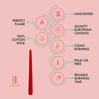 BOLSIUS 60 Count Unscented 10 Inch Red Household Taper Candles - 8 Hours Burn Time - Premium European Quality - Smokeless Dripless Taper Candlestick - Great for Special Occasion, Church, and Everyday - color: Red, size: 60 Count