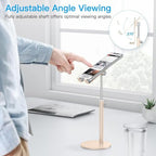 OMOTON Cell Phone Stand, Angle Height Adjustable Phone Stand, Aluminum Desktop Phone Holder Dock Stand for Desk, Compatible with iPhone 17 Pro Max, All Smartphones and Tablets(4-11''),Gold - color: Gold