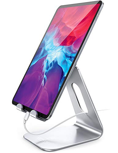 Lamicall Tablet Stand, Tablet Holder for Desk - Multi-Angle Adjustable Tablet Desktop Dock Gifts, Compatible with iPad Pro 11, 12.9, Air, Mini, Fire HD, Galaxy Tab, and Other 4-13" Tablets, Silver - color: Silver