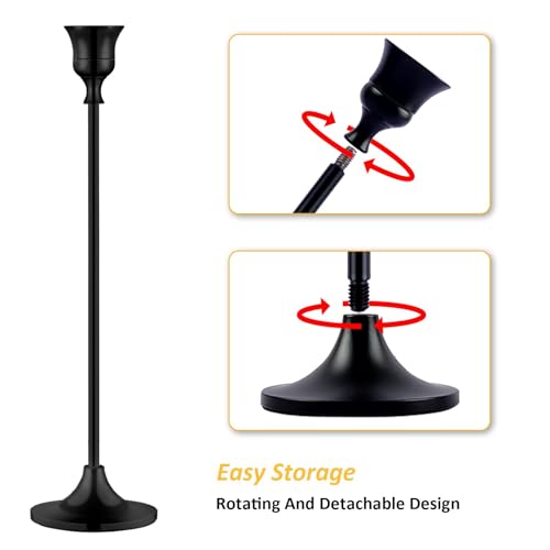 Metal Candle Holders for Candlesticks Taper Candlestick Holders Set Vintage Decorative Centerpiece Candelabra Tall Candle Stands (Matt Black, 1 Set (3 pcs)) - color: Matt Black, size: 1 Set (3 pcs)