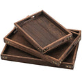 TOPZEA 3 Pack Wood Serving Tray with Handle, Farmhouse Wooden Coffee Table Trays Decorative Breakfast Tray for Bed, Couch, Ottoman, 3 Size