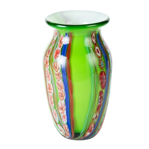 KAMMAK Colored Glass Vase, Beautiful Hand Blown Decorative Vase, Modern Art Vase for Flower Mantle Dining Table Centerpiece, Entryway Living Room Wedding Decoration (JG2071) - style: JG02071