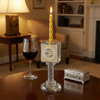 Crystal Havdalah Candle Holder 13 cm with Plaque - color: Crystal Havdalah 1