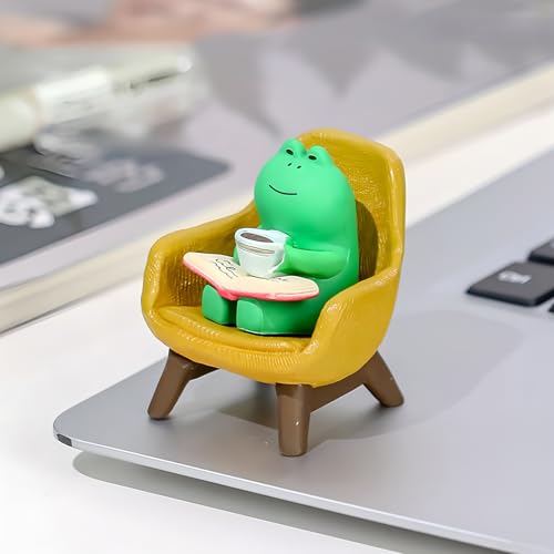 Miniature Frog Anime Figurines - Resin Desk Figurines, Cool Office Gadgets for Desk, Fun Desk trinkets Gift for Frog Lover（Yellow Sofa） - size: 02-frog-sofa-yellow