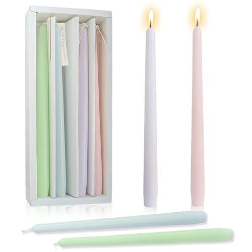 10 Inch Taper Candles Handmade Smokeless Set of 4 – Unscented Tapered Candles in Candy, Candle Sticks for Wedding, Home Decor, and Dinner Table - color: Candy 4PC