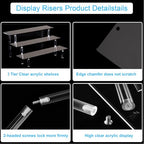 HENABLE 3 Tier Perfume Organizer Stand, Black Acrylic Risers Display Stands, Cologne Shelf Dessert Display for Party, Figure Stand Funko POP Shelves, Collection Cosmetic, Cupcake Stand Holder - size: 3-Tier