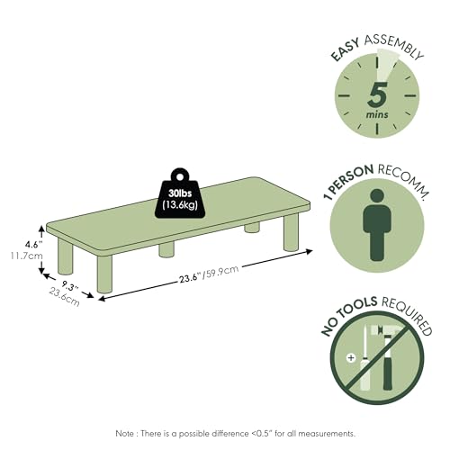 Furinno Turn-N-Tube Monitor Riser Stand, French Oak Grey/Black - color: French Oak/Black, size: 23.6 x 9.3 in. Rectangle