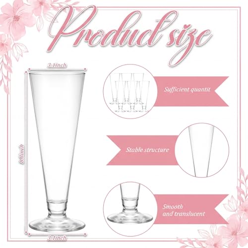 6 Pcs Trumpet Vases for Centerpieces 9'' Tall Vase Wedding Party Favors Clear Tall V Shape Plastic Vases Floral Planter Container for Home Party Centerpiece Supplies Decor