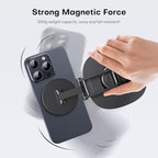 OMOTON 360°Rotating MS04 Magnetic Phone Stand for Desk, Adjustable Foldable Aluminum for MagSafe Cell Phone Stand Holder with Non-Slip Base, for iPhone 17/16/15/14 Pro Max Air, Black - color: Black