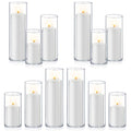 Homjoy 24 PCS White Pillar Candles with Glass Candle Holders Clear Hurricane Candle Holders Glass Cylinder Vases for Centerpieces Wedding Party, Event, Home Office (12 Candles+12 Candle Hoders) - style: 24 PCS White