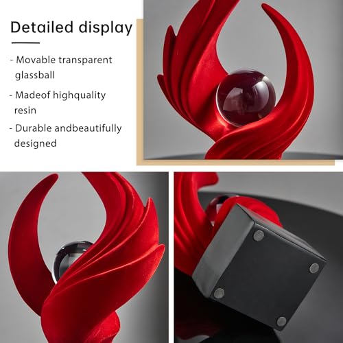 FJS Modern Red Statue Living Room Decor, Abstract Art Table Decor Accents, Resin Sculptures Home Decorations for Table Bookshelf TV Stand Living Room Dining Room Office - color: A-red
