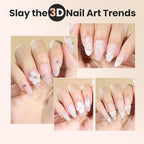 Beetles 3D Gel Nail Art-Snowy Cone 5 in 1 Non-Sticky Hand Extension with Rhinestones & Pearls & Glue Double-Head Pen for Women DIY Salon,White Solid Builder Nail Gel, UV&LED Lamp Cured Needed - color: B1-White Solid Builder Nail Gel