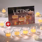LETINE 24pcs Clear Tealight Candle Holder & 24pcs White, Smokeless, Unscented Soy Wax Tea Candles - Votive Candle Holders, Tea Lights Candles for for Spring Decorations,Weddings Decor
