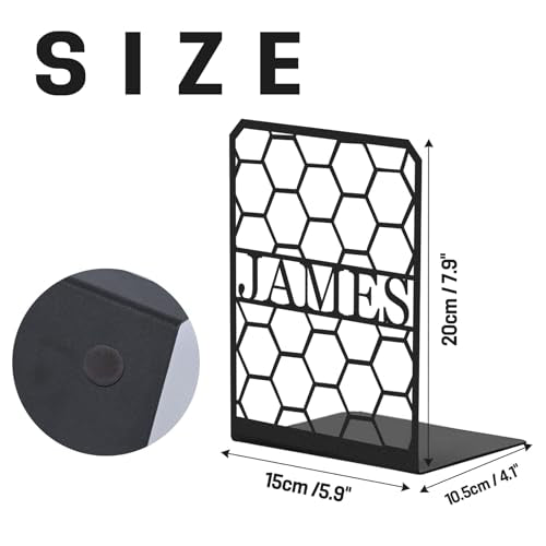 Personalized Name Metal Book Ends 2 Pcs, Unique Bookends for Shelves Room Decorative, Heavy Duty Metal Bookends, Non-Slip Book Stopper, Book Shelf Holder for Home Office School, Book Lovers Gifts - color: Color02 Bookends