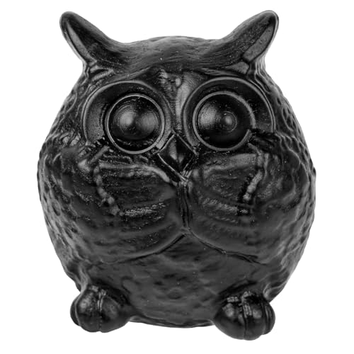 Nupuyai Hand Carved Owl Statue for Home Decor, Natural Black Obsidian Crystal Figurine Stone Sculpture Decoration for Fengshui - style: Owl