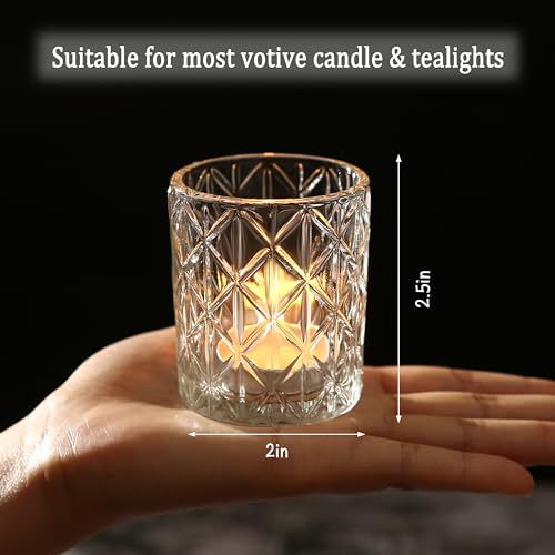24pcs Clear Votive Candle Holders 2x2.5inch - Glass Candle Holder in Bulk for Table Wedding Centerpieces, Tea Lights Candle Holder for Wedding Party Holiday Decor (Clear,24) - color: Clear