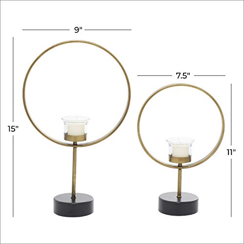 Deco 79 Metal Decorative Candle Holder Circular Votive Candle Stand, Set of 2 Candlestick Holder 15", 11"H, Gold - color: Gold, size: 15", 11"H