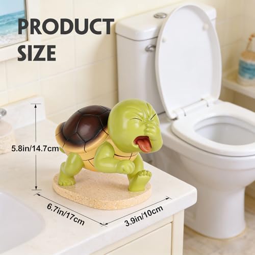 Funny Sea Turtle Holding Nose Bathroom Decor Statues, Coastal Beach Sea Turtle Bathroom Decor - Quirky Toilet Sculptures and Figurines, Nautical Ocean Centerpieces for Beach House, Seaside (Green) - color: Green