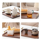XZHXFX Bamboo Serving Tray with Gold Handles, Food Tray for Breakfast,Coffee Table,Dinner & Bar, Decorative Tray for Kitchen, Bedroom (Small) - size: 11.8" x 7.7" x 2"