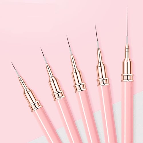 Metallic Nail Art Brushes Superfine Brush 5 Pcs Kit Professional Nail Liner Brush Nail Details Brush Nail Painting and Drawing Liner Brush for Nail Salons - color: g-5pcs