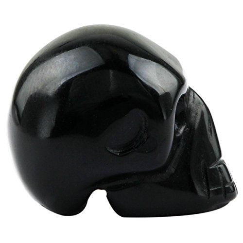 mookaitedecor 1 Inch Black Obsidian Crystal Skull Sculpture Set of 5, Hand Carved Gemstone Statue Figurine Collectible Healing Reiki - color: Black