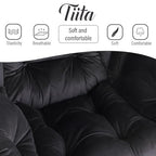 Tiita Lazy Chair with Ottoman, Black Modern Large Accent Chair, Comfy Leisure Sofa Armchair with Ottoman, Reading Chair with Footrest for Bedroom, Living Room, Dorm Rooms, Velvet Black - color: Black