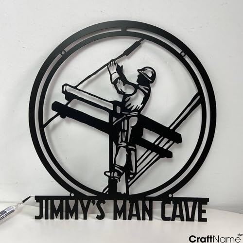 Personalized Lineman Metal Sign, Custom Name Wall Art, Home Decor, Lineman Gift, Custom Metal Sign Wall Decor, Handmade, Room Decor, Wall Hanging (02 Lineman) - color: 02 Lineman