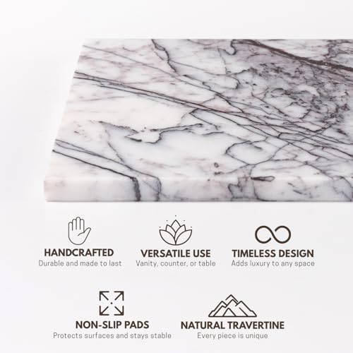 Handcrafted Marble Tray – Bathroom Counter Organizer, Jewelry Tray, Perfume Organizer & Decorative Tray for Vanity Accessories, Coffee Table Decor & Bathroom Countertop (Rectangular, Leilac) - color: Leilac, size: 11.8" x 7.8" x 0.5"