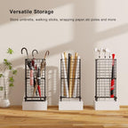 AWTATOS Umbrella Holder Entryway, Umbrella Stand Freestanding, Metal Square Umbrella Rack Organizer with a Removable Drip Tray, Hooks, Black - color: Black