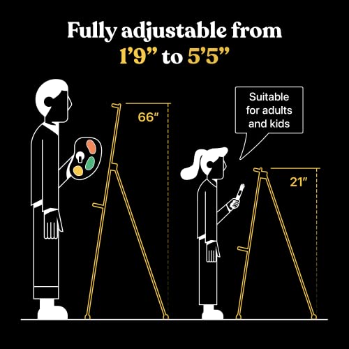 T-SIGN Portable Artist Easel Stand for Painting - Adjustable Height Painting Easel with Bag - Tabletop Art Easel for Painting Canvas Stand, Wedding Signs Stand - Metal Tripod- 66 inches (Pack of 2) - style: 66 Inch Anthracite Black (2 Pack)