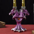 Double Head Dragon Taper Candle Holder, Black Resin Candlestick for Home Decor, Dining Table, Living Room, Coffee, Table Centerpiece(Blue)