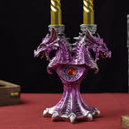 Double Head Dragon Taper Candle Holder, Black Resin Candlestick for Home Decor, Dining Table, Living Room, Coffee, Table Centerpiece(Blue)