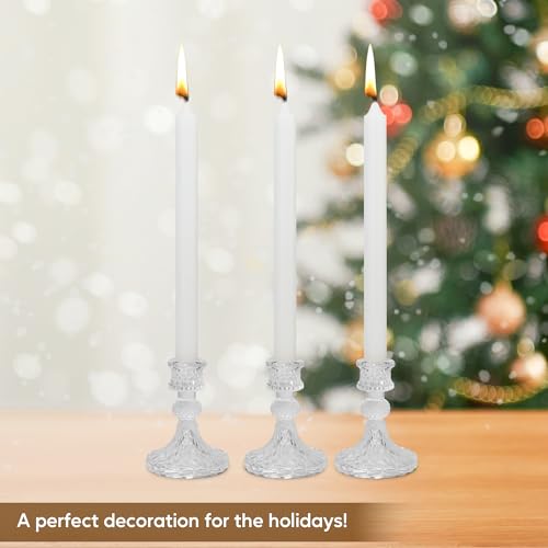 Glass Candlestick Holder Taper and Pillar Candle Holder Desktop Decoration for Wedding Dinning Party-3 Packs - color: Clear