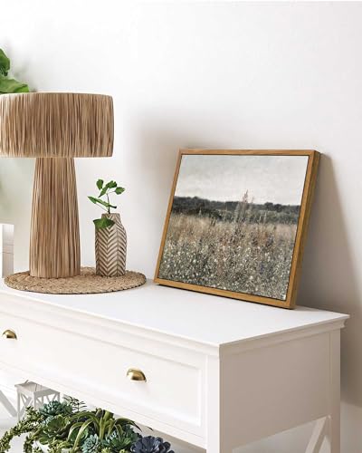 InSimSea Framed Canvas Wall Art Vintage Decor, Wildflower Field Canvas Wall Art Paintings Prints, Rustic Landscape Wall Decor for Bathroom Office Dining Room, 9"x11" - color: Champ Fleuri, size: 11"L x 9"W