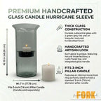 Glass Hurricane Pillar Candle Holder with Rustic Metal Insert, Perfect as a Centerpiece (Large) - size: 19" Tall Clear