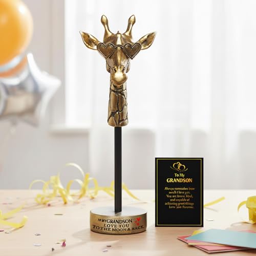 Grandson Gifts from Grandparents, Exquisite Handmade Giraffe Grandson Birthday Gifts from Grandfather Grandmother Funny Home Decor, Great Grandpa Grandma Present for Children's Day - style: TO MY GRANDSON
