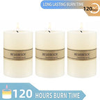 3×4 Ivory Pillar Candles Set of 3 Unscented Handpoured Weddings, Home Decoration, Restaurants, Spa, Church Smokeless Cotton 120 Hour - size: 3×4 ivroy