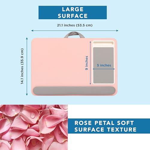 LAPGEAR Home Office Pro Lap Desk with Wrist Rest, Mouse Pad, and Phone Holder - Pink - Fits up to 15.6 Inch Laptops - Style No. 91604 - color: Blush Pink, size: Home Office Pro W/Wrist Rest