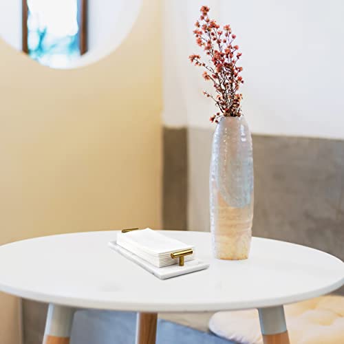 Guest Towel Holder Tray for Bathroom - White Marble-Tray - Napkin Holder for-Bathroom - Paper Hand Towel Holder. - color: White