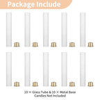 NUPTIO Hurricane Candle Holder for Centerpiece: Set of 10 Metal Taper Candle Holders with Fluted Glass Cylinders - Gold Candlestick Holders Bulk for Outdoor Party Dinner Wedding Table Decoration