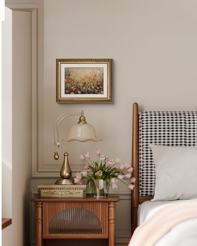 InSimSea Retro Gold Framed Wall Art, Vintage Nature Landscape Flower Wildflower Canvas Print Home Wall Decor, Landscape Farmhouse Decor, Antique Picture Frame Retro Paintings, 11x14 Inch - color: Daisy Flower Sea, size: 14"L x 11"W
