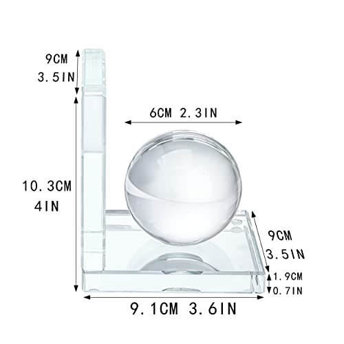 1 Pair Crystal Bookends with Crystal Ball Decorative Ornaments,L Shape Non-Skid Sturdy Book Ends for Heavy Books,Book Holder Stopper for Shelf Office Home (4inch,Clear) - color: Ball