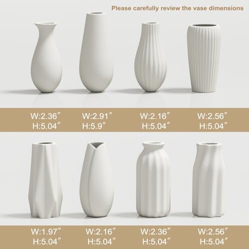 OERGKE White Ceramic Vase with Painting Kit Small vases for Flowers, Home Farmhouse Decor Modern Boho Vases for Living Room, Office, Dining Table, Bedroom, Kitchen Shelf(8packs)