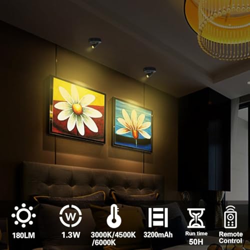 HAMVIDNE Rechargeable LED Spotlight, 3 Lighting Modes Indoor Spotlights, Battery Powered Spot Lights with Remote, Up Light for Plants, Timer Dimmable Picture Light for Wall Artwork-Black - color: Rechargeable-Black