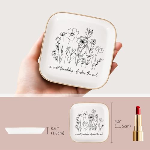 Mothers Day Gifts - A Sweet Friendship Refreshes The Soul - JewelryTray, Friendship Gifts for Women, Bible Verse Jewelry Dish, Christian Gifts Jewelry Dish, Best Friend Birthday Gifts for Women - style: Friendship