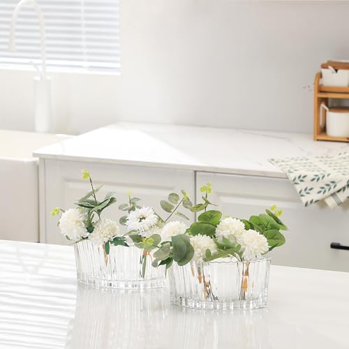 MCMCNCUIU Crystal Vases for Centerpieces, Flower Vases for Wedding Centerpieces, Clear Glass Vase for Flowers, Curve Small Vase for Living Room, Bedroom, Kitchen, Dining Table, Set of 2 - color: Clear